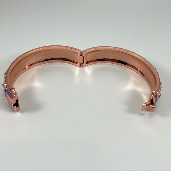 Danbury Mint Cherry Blossom Copper Magnet Bangle Bracelet Hinged Enamel Purple - Picture 8 of 8